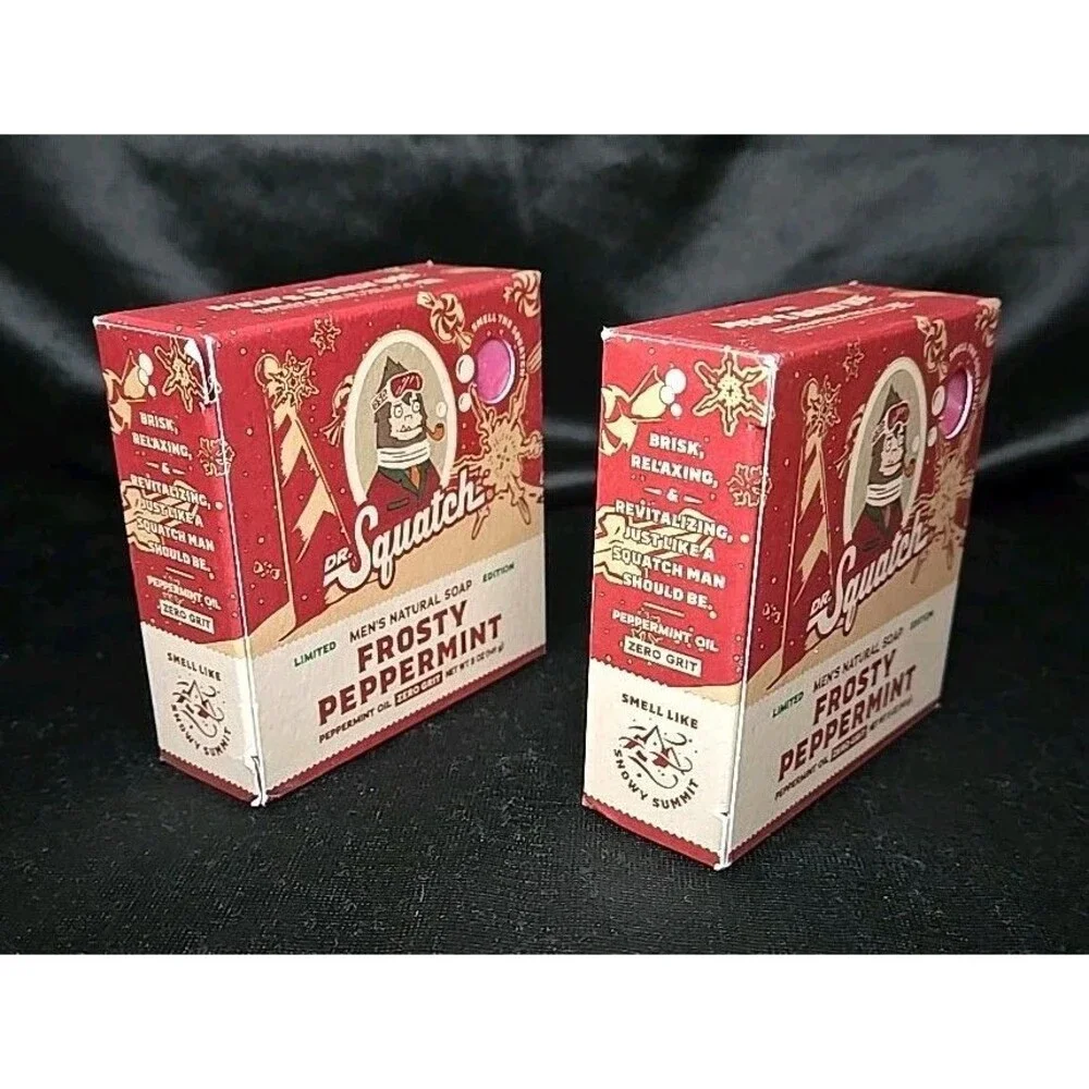 NEW X2 Dr. Squatch Men's Limited Edition Frosty Peppermint Natural Soap Bars